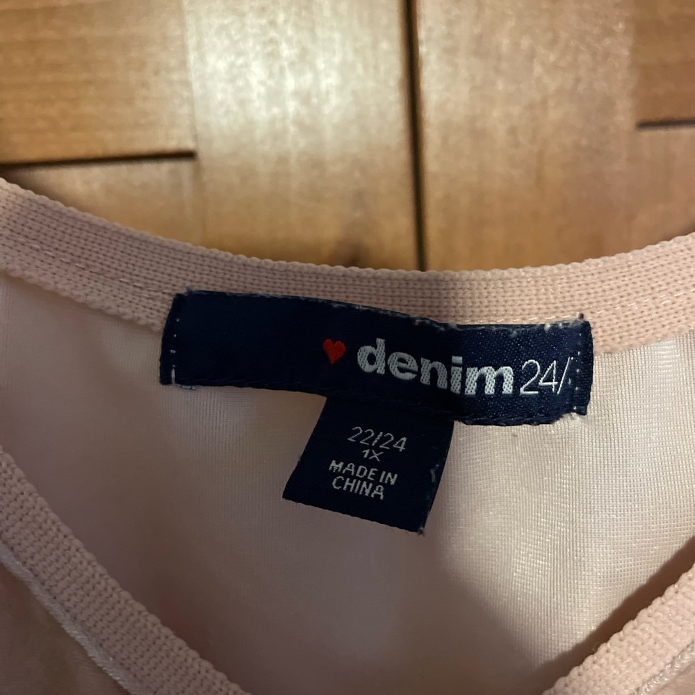 22/24 24/7 denim Blush pink velvet tank top